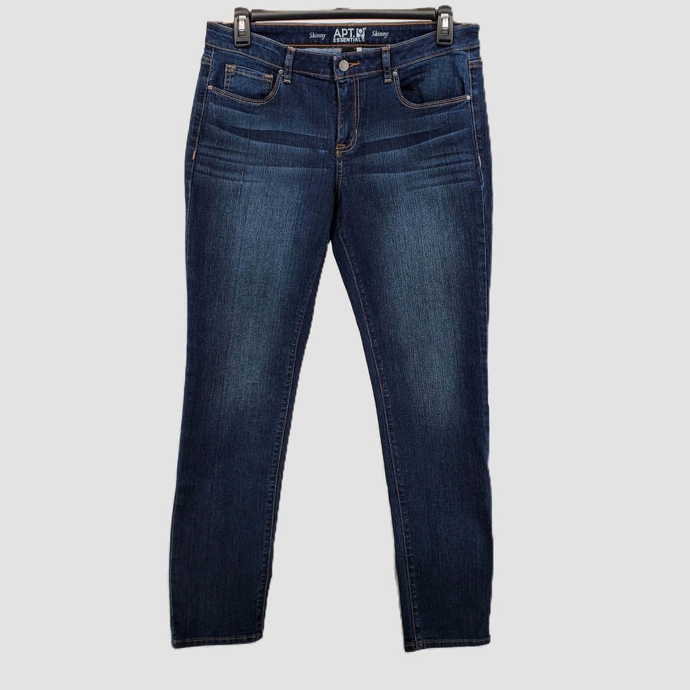 Apt 9 Essentials Womens 14 Skinny Jeans Dark Wash Stretch Denim Blue Stretch
